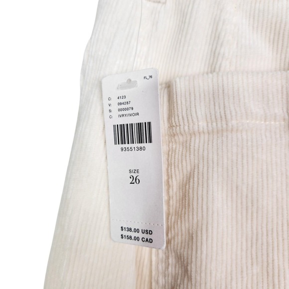 MAEVE The Colette Pants Womens 26 Ivory Corduroy Wide Leg High Rise Casual NWT - Picture 11 of 14